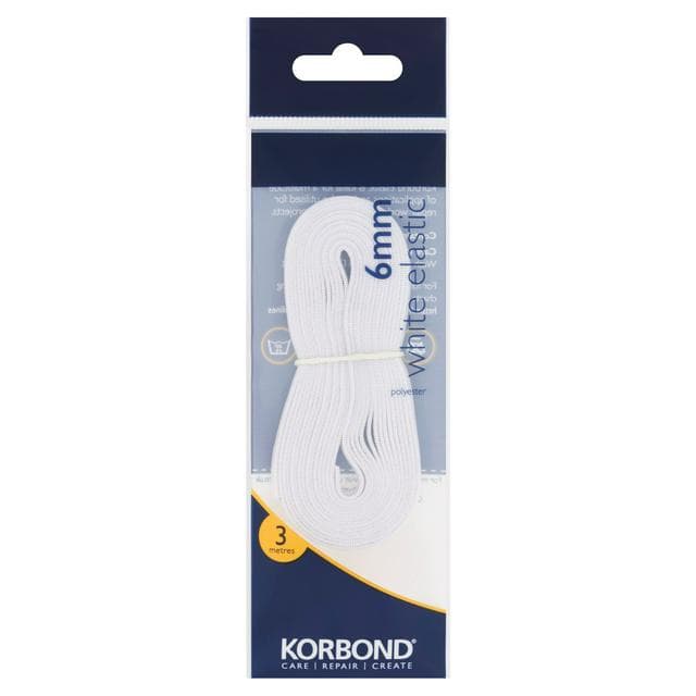 Korbond Care & Repair Elastic Polyester White 6mm x 3m - gallery image 1