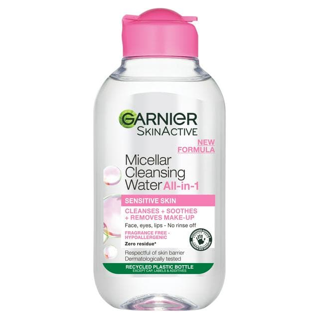 Garnier Micellar Water Facial Cleanser Makeup Remover For Sensitive Skin Travel Size 100ml - gallery image 1