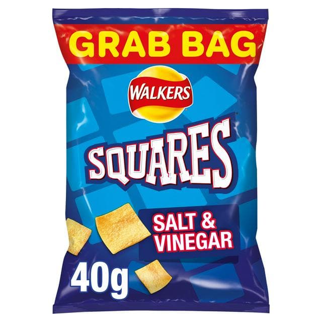 Walkers Squares Salt & Vinegar Snacks Crisps 40g - gallery image 1
