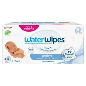 WaterWipes Sensitive Biodegradable Baby Wipes 60 x 9