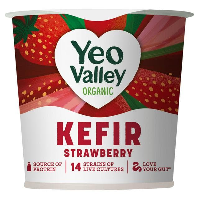 Yeo Valley Organic 350g Strawberry Kefir Yoghurt - gallery image 1