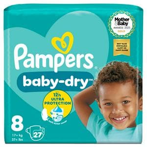 Pampers Baby Dry Nappies Essential Pack Size 8, 17kg+ x27