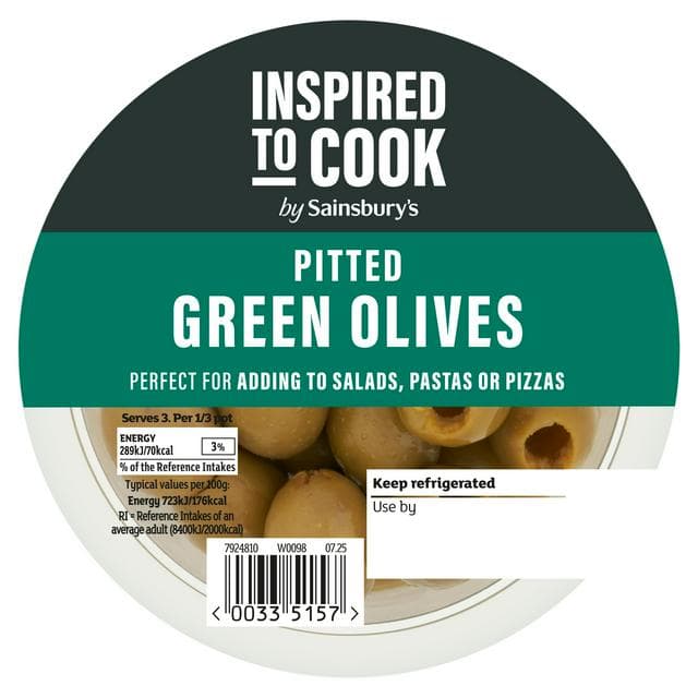 Sainsbury's Pitted Green Olives 120g - gallery image 1