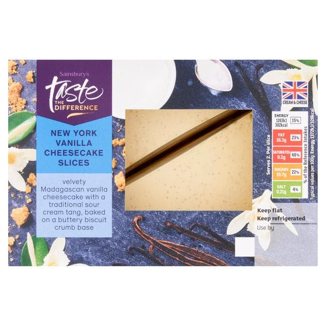 Sainsbury's New York Vanilla Cheesecake Slices, Taste the Difference 2x92g - gallery image 1