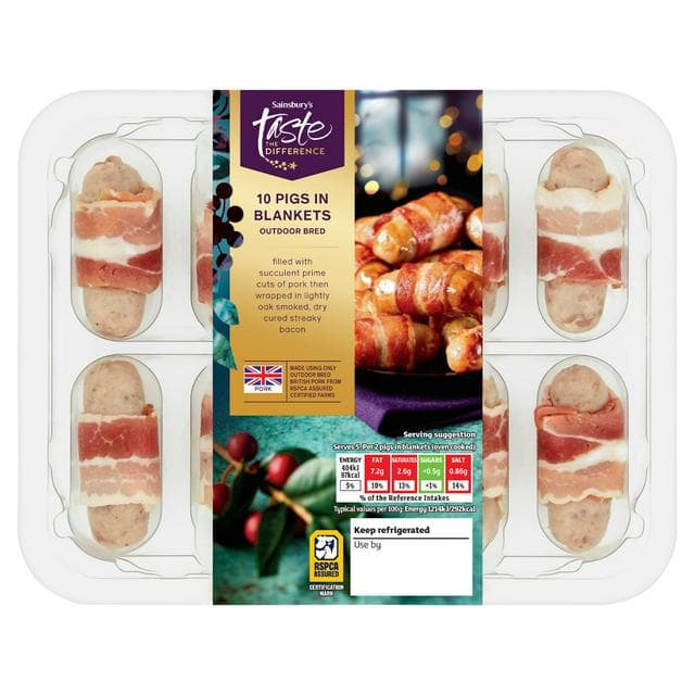 Sainsbury's 10 x Pigs in Blankets, Taste the Difference 210g - gallery image 1