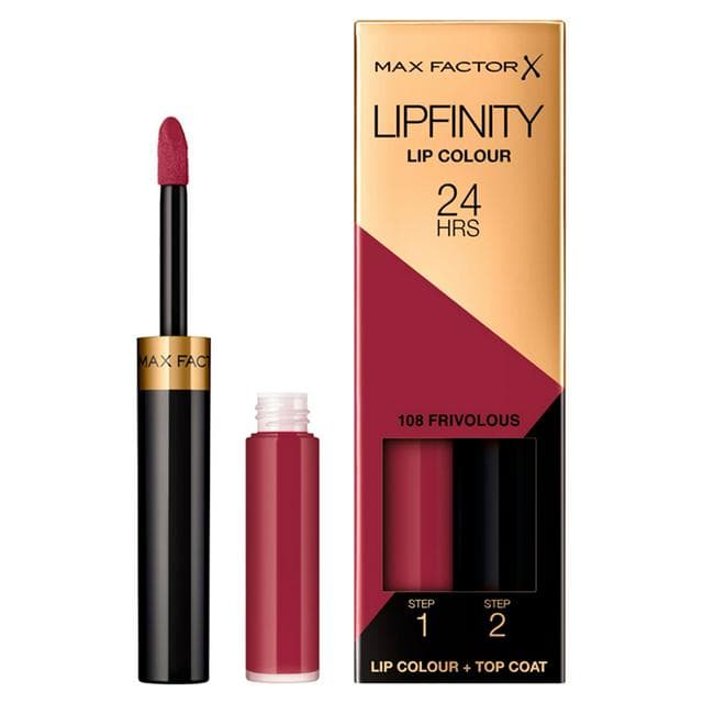 Max Factor Lipfinity Lip Colour Lipstick, 2-step Long Lasting, 108 Frivolous, 2.3ml+1.9g - gallery image 1