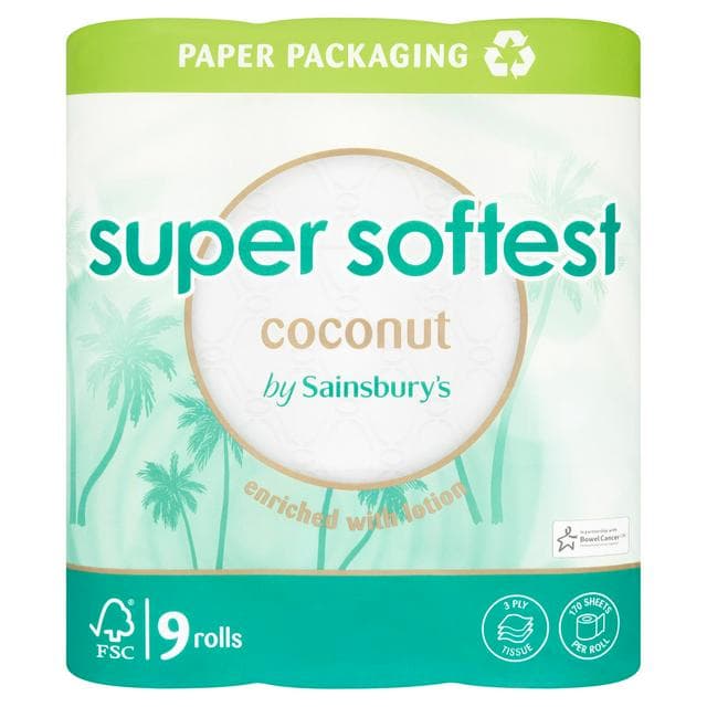 Sainsbury's Super Soft Coconut Toilet Roll x9 - gallery image 1
