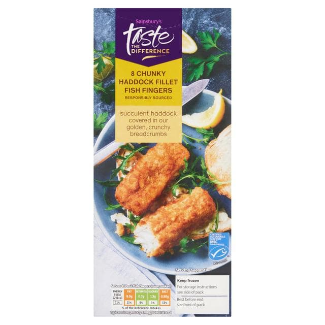 Sainsbury's Taste the Difference 8 Chunky Haddock Fillet Fish Fingers 480g - gallery image 1