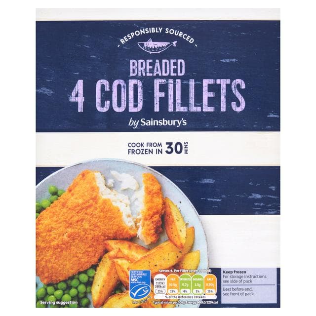 Sainsbury's Breaded Cod x4 500g - gallery image 1