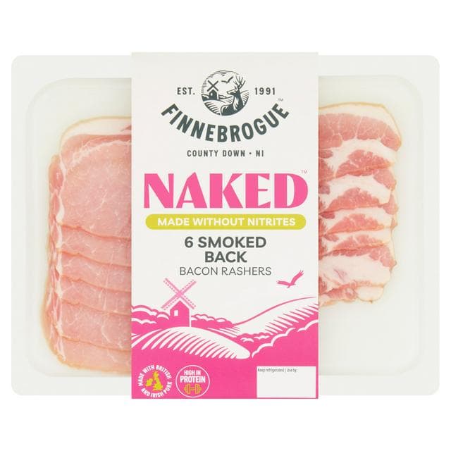 Finnebrogue Naked Smoked Back Bacon Rashers x6 200g - gallery image 1