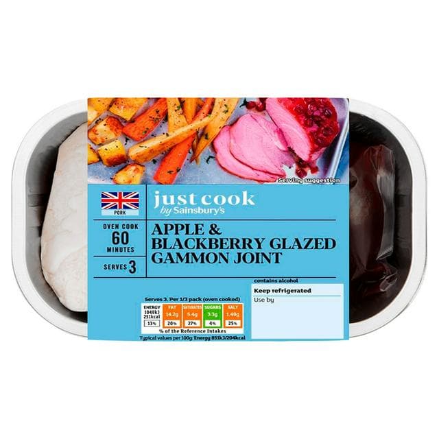 Sainsbury's Just Cook Apple & Blackberry British Gammon Joint 470g (Ready To Cook) - gallery image 1