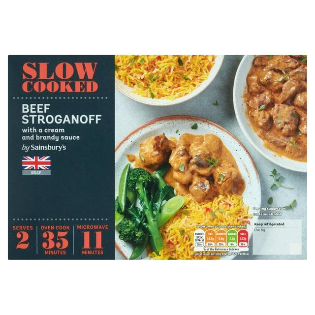 Sainsbury's Slow Cooked British Beef Stroganoff With A Rich Cream & Brandy Sauce 530g (Serves 2) - gallery image 1