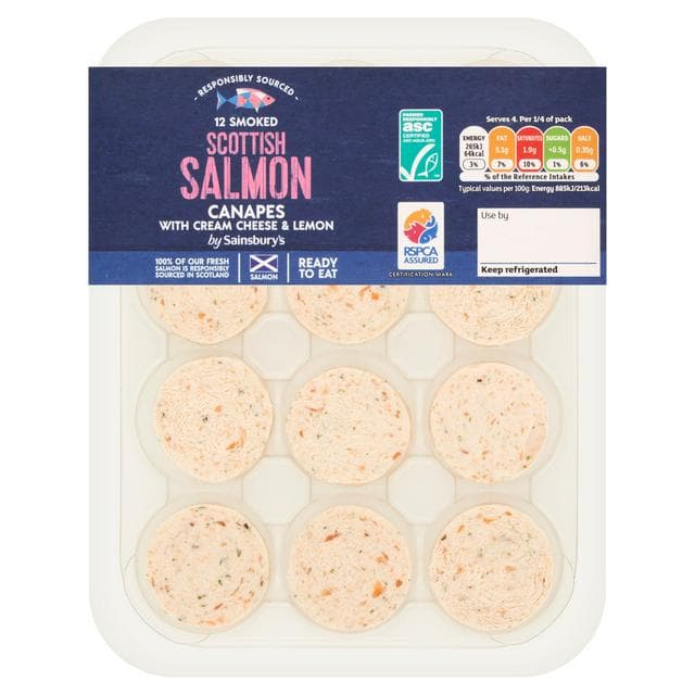 Sainsbury's 12 x Smoked Scottish Salmon Canapes 120g - gallery image 1