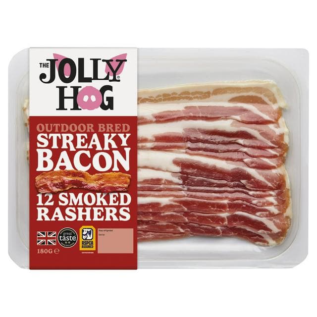 The Jolly Hog 12 x British Smoked Streaky Bacon Rashers 180g - gallery image 1
