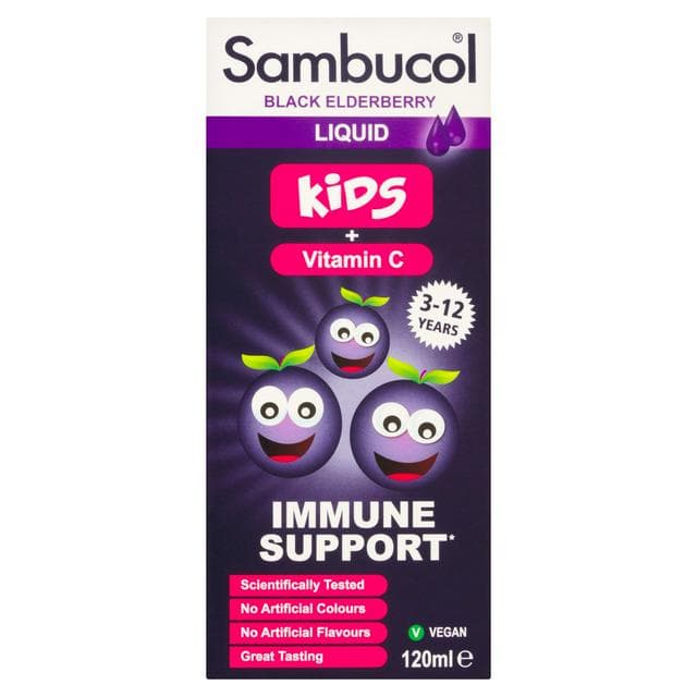 Sambucol Black Elderberry Liquid for Kids + Vitamin C 1-12 Years 120ml - gallery image 1