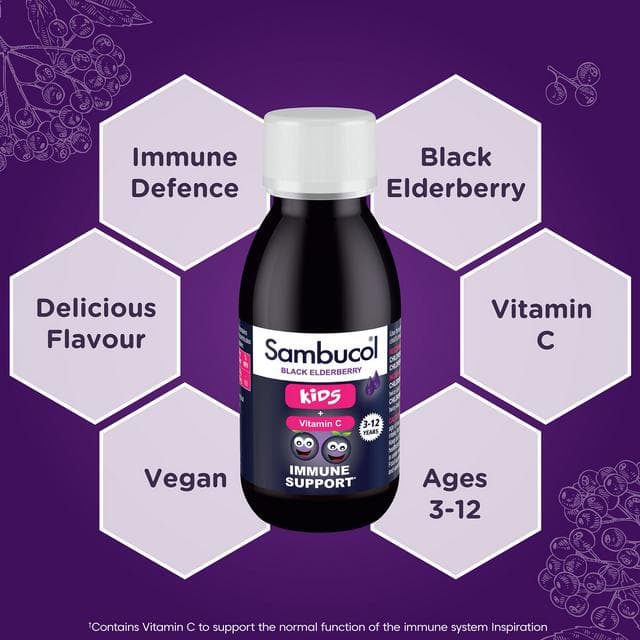 Sambucol Black Elderberry Liquid for Kids + Vitamin C 1-12 Years 120ml - gallery image 3