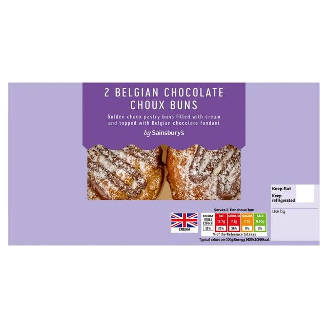 Sainsbury's Belgian Chocolate Choux Buns 2x68g - gallery image 1