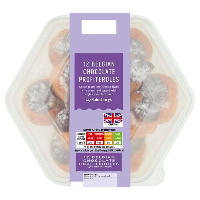 Sainsbury's Belgian Chocolate Profiteroles x12 220g - gallery image 1