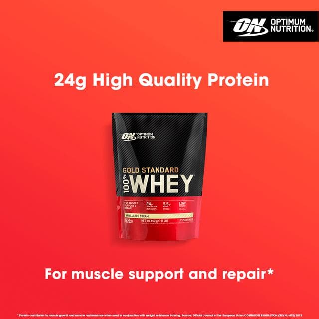 Optimum Nutrition Gold Standard Whey Protein Powder Vanilla Ice Cream Flavour 15 servings 450g - gallery image 4