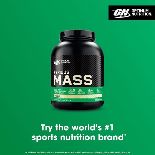 Optimum Nutrition Serious Mass Protein Powder Vanilla Flavour 8 servings 2.73kg - gallery image 3