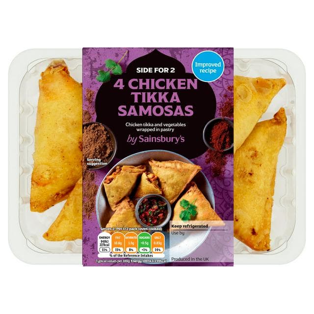 Sainsbury's Chicken Tikka Samosas x4 200g - gallery image 1