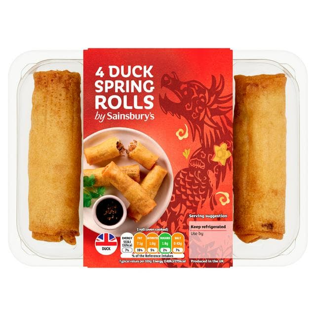 Sainsbury's Duck Spring Roll x4 200g - gallery image 1
