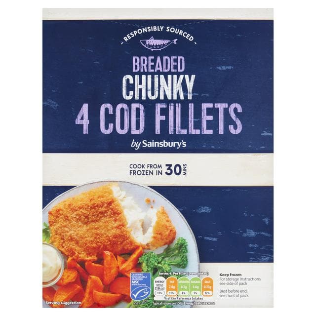Sainsbury's Chunky Breaded Cod x4 500g - gallery image 1