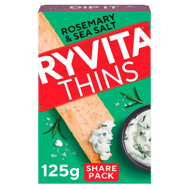 Ryvita Thins Rosemary & Sea Salt Flatbread Crackers 125g - gallery image 1