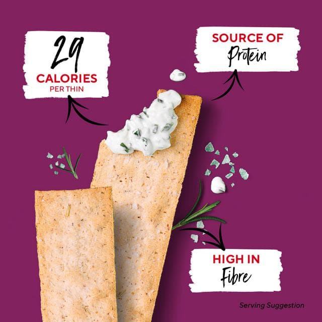 Ryvita Thins Rosemary & Sea Salt Flatbread Crackers 125g - gallery image 2