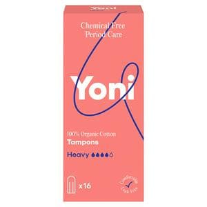 Yoni Organic Cotton Non Applicator Tampons Heavy x16