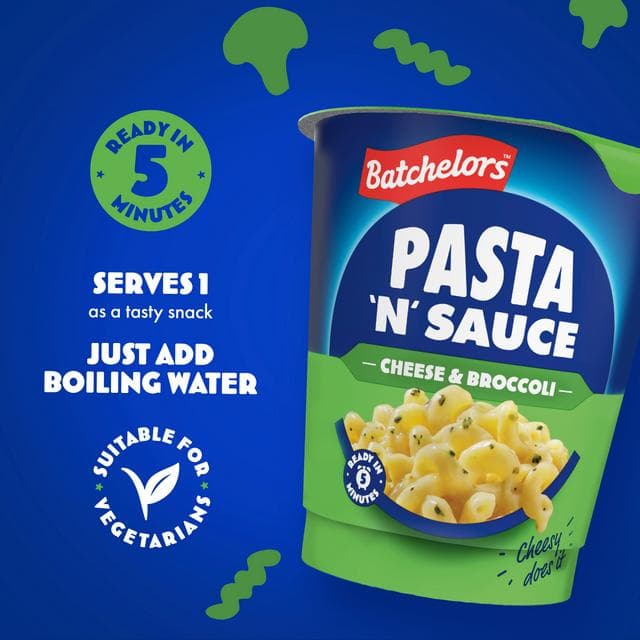 Batchelors Pasta n Sauce 65g Cheese & Broccoli Flavour Instant Pasta Pot - gallery image 2