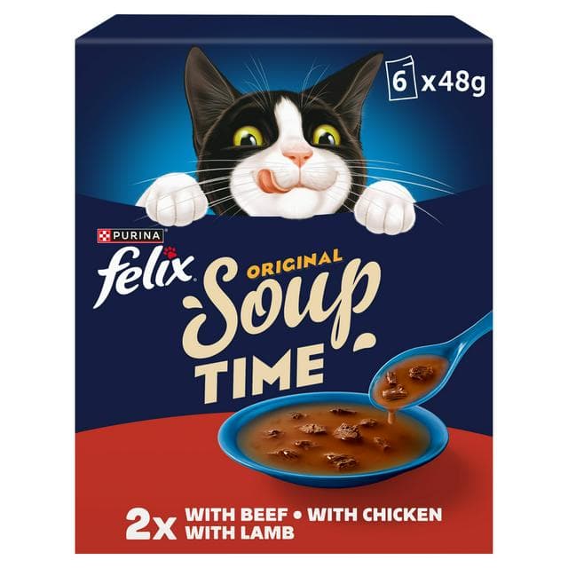 Felix Soup Farm Selection Chicken, Beef & Lamb Wet Cat Food 6 x 48g - gallery image 1