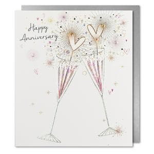 Paperlink Happy Anniversary Card Champagne Glasses Greeting Card