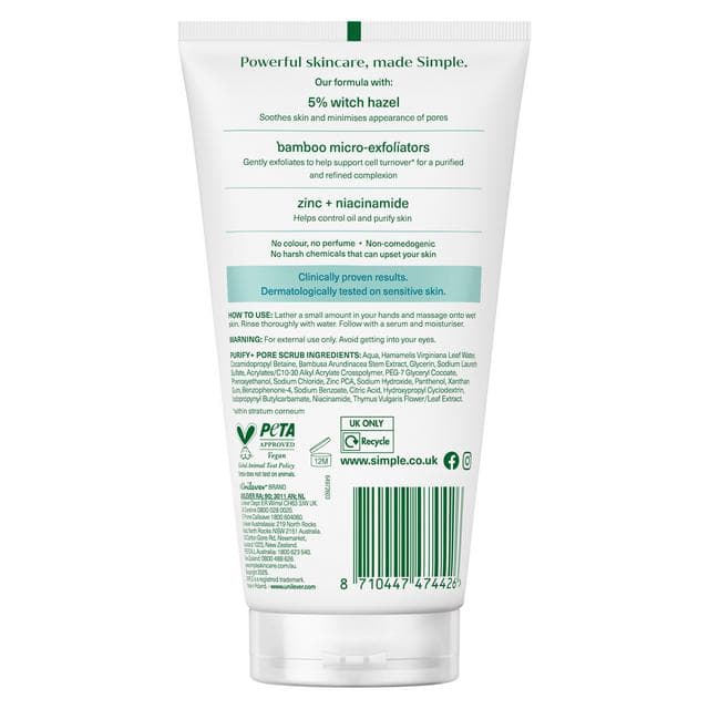Simple Daily Detox Clear Pore Face Scrub for Blemish Prone & Oily Skin 150ml - gallery image 6