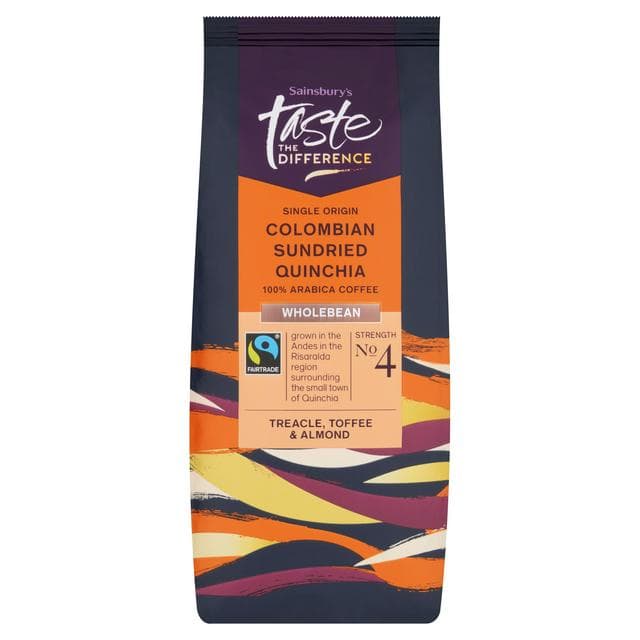 Sainsbury's Fairtrade Colombian Sundried Quinchia Whole Beans, Taste the Difference 227g - gallery image 1