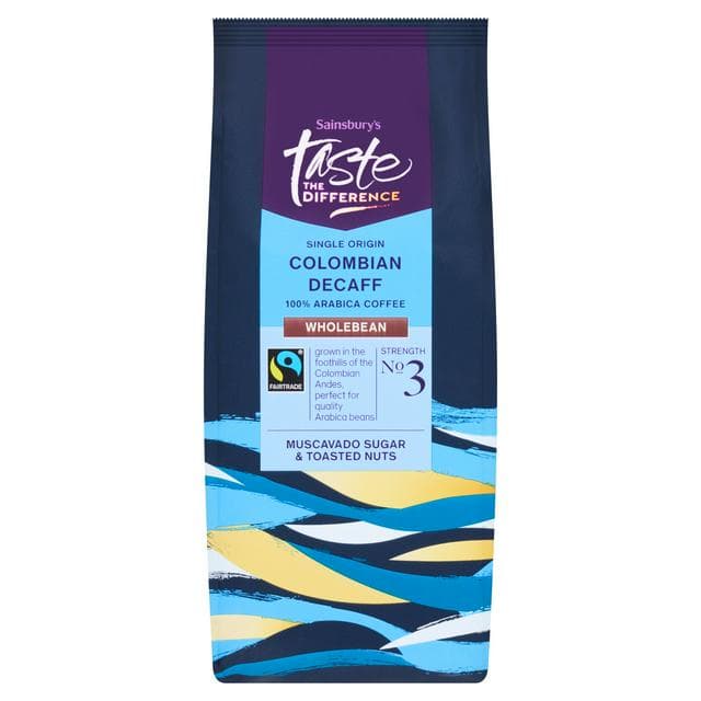 Sainsbury's Fairtrade Colombian Decaff 100% Arabica Wholebean Coffee, Taste the Difference 227g - gallery image 1
