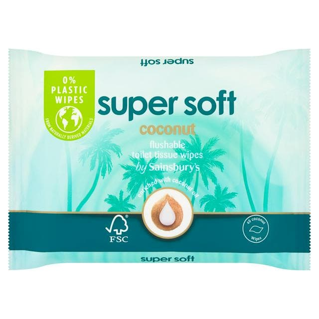 Sainsbury's Super Soft Flushable Moist Toilet Tissue, Coconut 40 Wipes - gallery image 1
