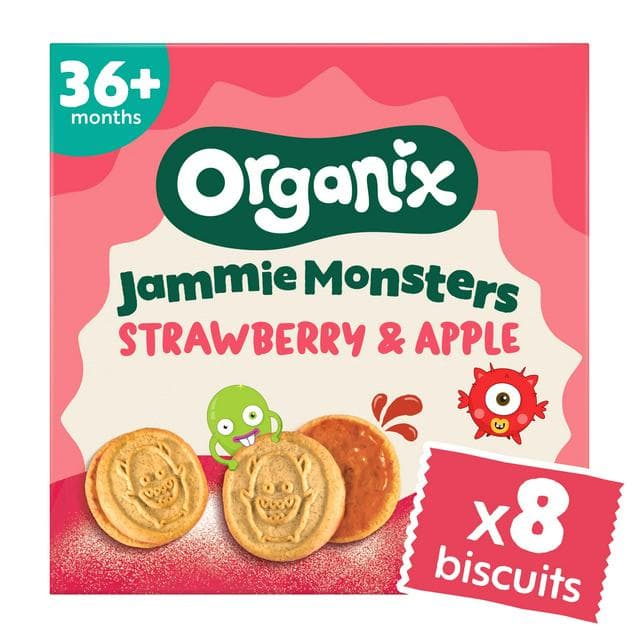 Organix Jammie Monsters Biscuits Toddler Snacks Multipack 18 months+ 8x8g - gallery image 1