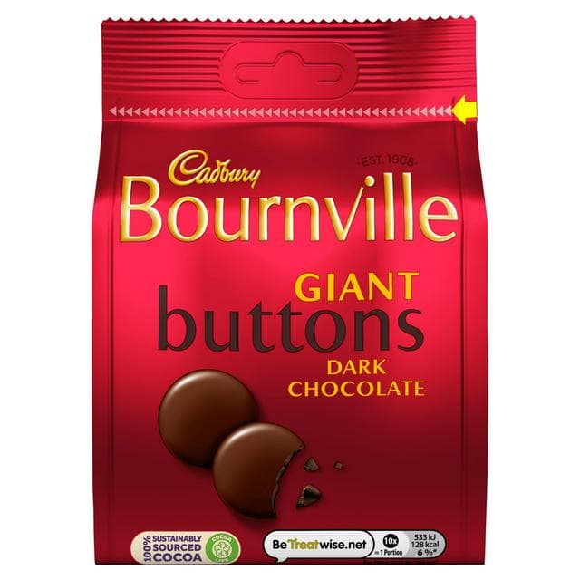 Cadbury Bournville Dark Chocolate Giant Buttons Bag 100g - gallery image 1