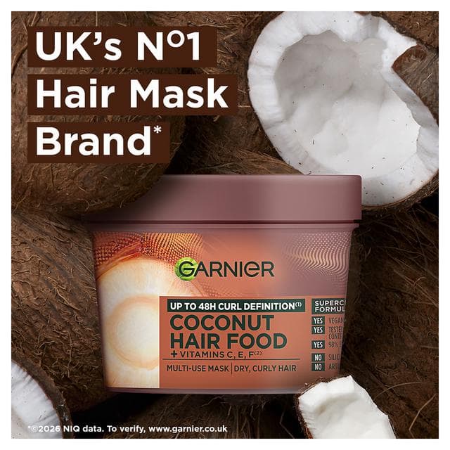 Garnier Ultimate Blends Hair Food Coconut Oil 3-in-1 Frizzy Vegan Hair Mask 390ml - gallery image 2
