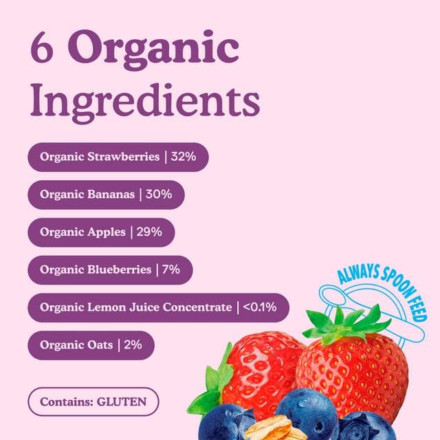 Little Freddie Organic Strawberries, Blueberries & Oats Baby Food Pouch 6+ Months 100g - gallery image 3