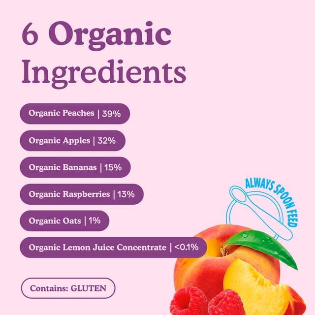 Little Freddie Organic Peaches & Raspberries Baby Food Pouch 6+ Months 100g - gallery image 3