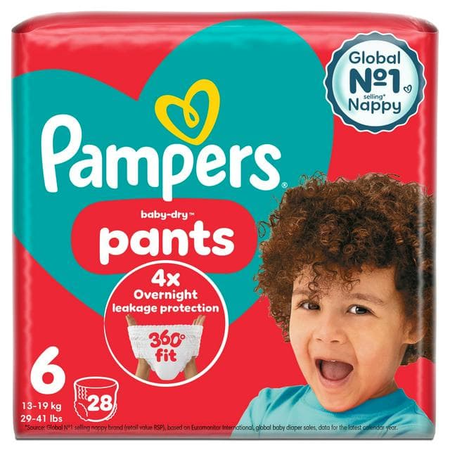 Pampers Baby-Dry Nappy Pants Size 6 15kg+ Essential Pack x28 - gallery image 1