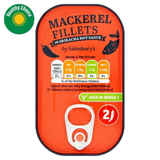 Sainsbury's Mackerel Fillets in Sriracha Hot Sauce 125g - gallery image 1