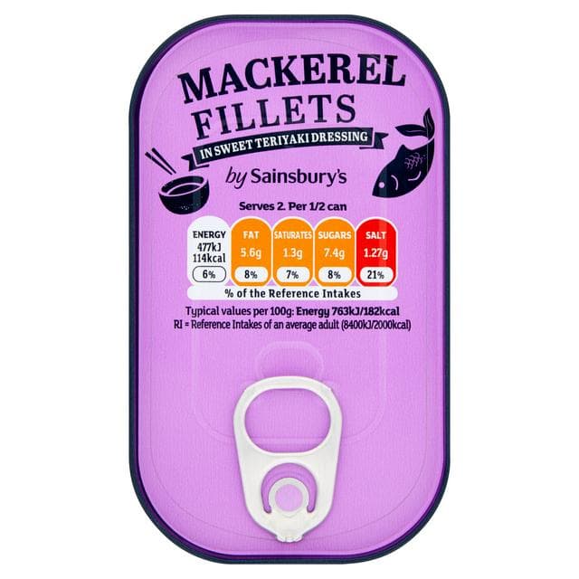 Sainsbury's Mackerel Fillets in Sweets Teriyaki Dressing 125g - gallery image 1