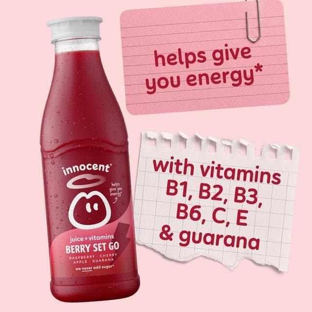 innocent Plus Berry Set Go Raspberry & Cherry Juice with Vitamins 750ml - gallery image 2