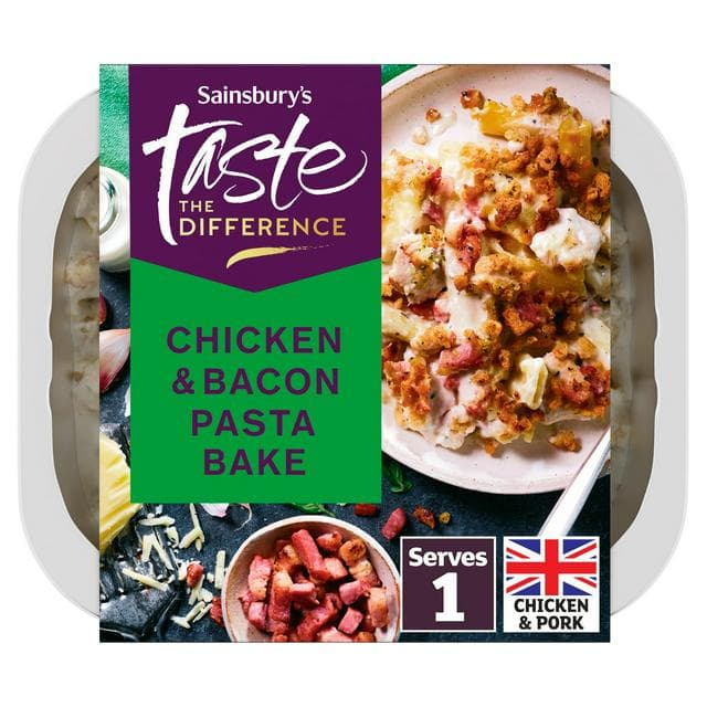 Sainsbury's Chicken & Bacon Pasta Bake Ready Meal For 1, Taste the Difference 375g - gallery image 1