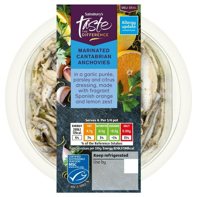 Sainsbury's Marinated Anchovies, Taste the Difference 145g - gallery image 1