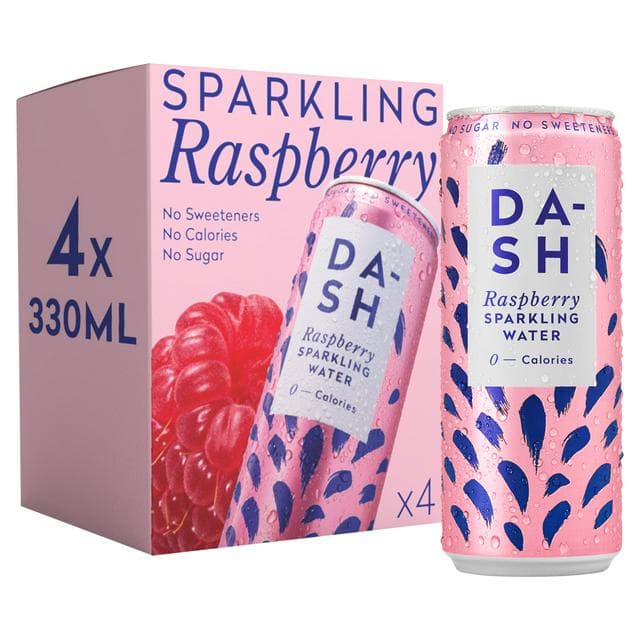 Dash Raspberry Sparkling Water 4 x 330ml - gallery image 1