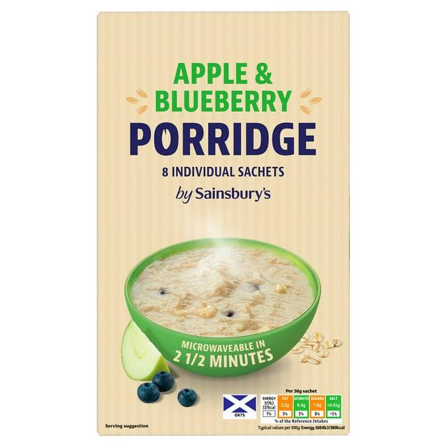Sainsbury's Apple & Blueberry Porridge 8 x 36g (288g) - gallery image 1